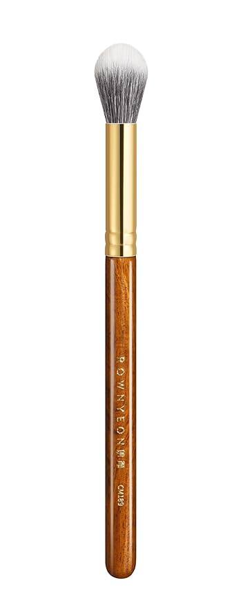 Desert Oak Series Dual Wool Highlighter Brush - Round Dome Goat Hair for Targeted Glow, Powder/Cream Highlight, Bubinga Handle (CM 189)-Velvo Beauty