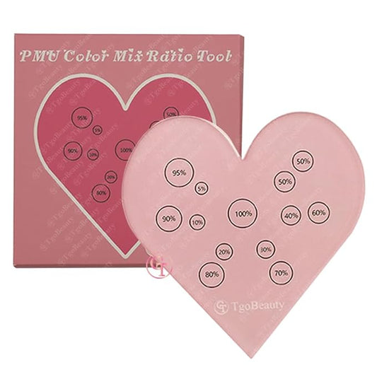 TgoBeauty Acrylic Mix Heart Palette Permanent Makeup Ink Color Ratio Tool Heart Pink Cosmetic Makeup Palette for Eyebrow Lip Nail Art Makeup (Pink)-Velvo Beauty