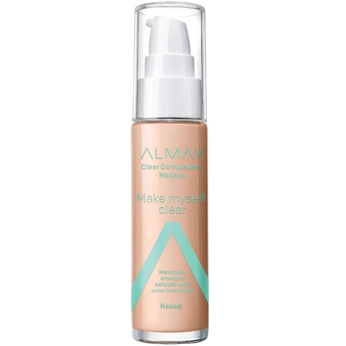 Almay Foundation, Acne Face Makeup with Salicylic Acid, Face Makeup with Skincare Ingredients, Matte Finish, Hypoallergenic, Cruelty Free, Dermatologist Tested Foundation, 300 Naked, 1 Oz-Velvo Beauty