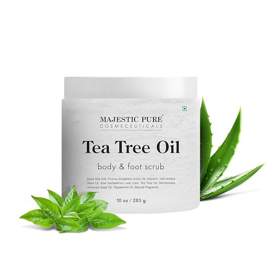 MAJESTIC PURE Tea Tree Foot & Body Scrub with Tea Tree Oil, Exfoliating Salt Scrub to Exfoliate & Moisturize Skin, Deep Cleansing - 10 oz-Velvo Beauty