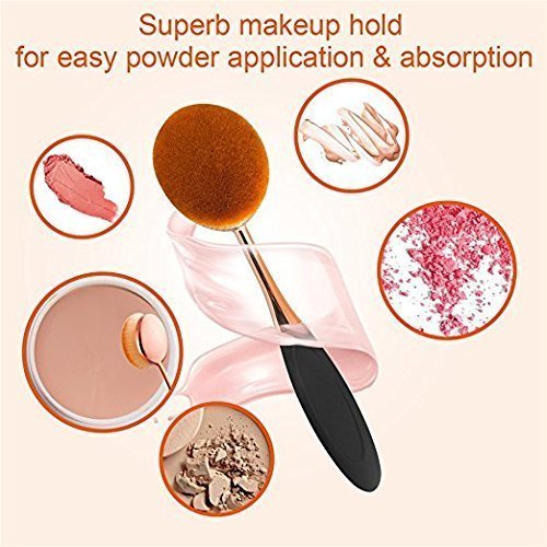 Yoseng Makeup Brushes Set 10Pcs Professional Oval Toothbrush Foundation Cream Contour Powder Blush Conceler Eyeliner Blending Brush New Fashionable Super Soft Cosmetic Brushes Tool with Box(Rose Gold)-Velvo Beauty