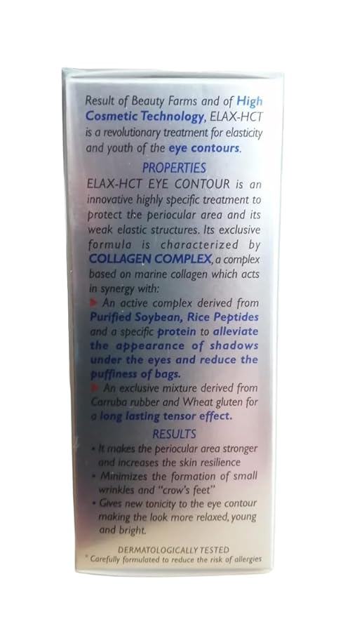 Suisse Clinica Della Bellezza Elax HCT Collagen Complex Eye Contour Firming Serum From Italy, 0.3 Oz.-Velvo Beauty