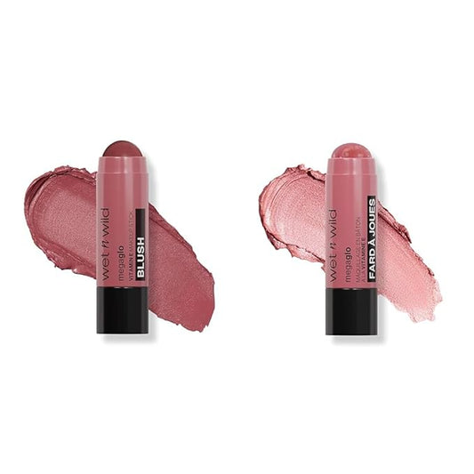 wet n wild Mega Glo Makeup Stick Bundle - Say It Ain't Rose & Dusty Pink, Buildable Color, Versatile Use, Cruelty-Free & Vegan-Velvo Beauty
