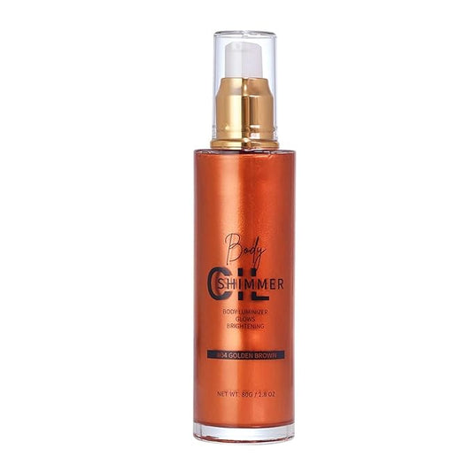 Shimmer Body Luminizer 5 Color Waterproof Smooth Face Body Glow Illuminator Non-sticky Liquid Body Highlight Illuminator for Face & Body & Leg (80 ML, 04 Golden Brown)-Velvo Beauty