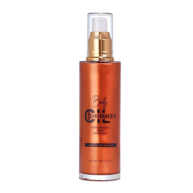 Shimmer Body Luminizer 5 Color Waterproof Smooth Face Body Glow Illuminator Non-sticky Liquid Body Highlight Illuminator for Face & Body & Leg (80 ML, 04 Golden Brown)-Velvo Beauty
