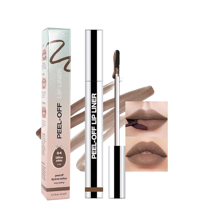 Matte Liquid Lip Stain Peel Off Lip liner Tattoo, Light Taupe Matte Peel Off Lip Stain, Long Lasting Waterproof Lipstick Lip Gloss Stain, Transfer-proof for All Skin Types, 0.12 fl oz 04#-Velvo Beauty
