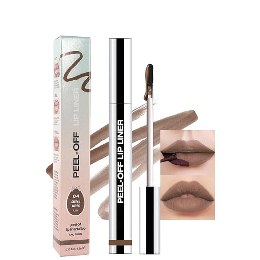 Matte Liquid Lip Stain Peel Off Lip liner Tattoo, Light Taupe Matte Peel Off Lip Stain, Long Lasting Waterproof Lipstick Lip Gloss Stain, Transfer-proof for All Skin Types, 0.12 fl oz 04#-Velvo Beauty