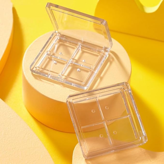 2PCS Empty Eyeshadow Palette 4 Grids Plastic Eye Make Up Container Palette Refillable Small Makeup Palette Lipstick Compact Containers Cosmetic Sample Storage Cases-Velvo Beauty