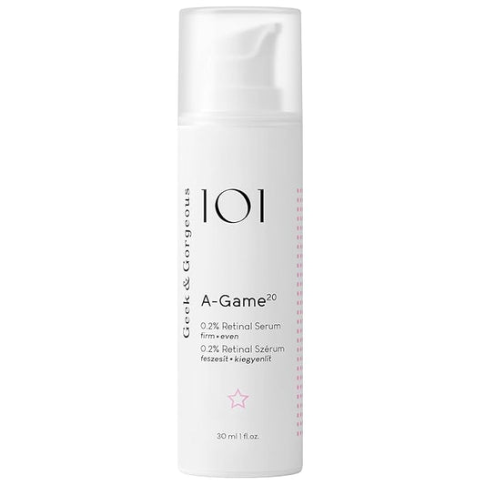 Geek & Gorgeous A-Game 20 – 0.2% Retinal Serum – Advanced Anti-Aging Vitamin A Night Serum – Reduces Wrinkles, Smooths Skin & Boosts Collagen – For Experienced Retinoid Users – 1 oz-Velvo Beauty