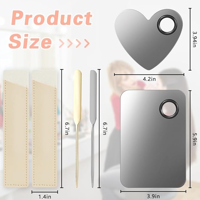 6PCS Makeup Mixing Palette, Stainless Steel Cosmetic Makeup Palette With Spatula Makeup Artist Tool, Professional Cosmetic Mixing Makeup Palette For Mixing Eye Shadow/Eyelash/Nail Art/Foundation-Velvo Beauty