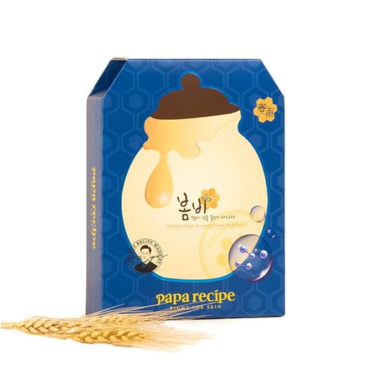 Papa Recipe Bombee Honey Mask Pack 25g * 10 sheets - Sheet Mask, Facial Skin Care, Korean Skin Care, K-Beauty, Ampoule Solidified, For radiant skin (Blue)-Velvo Beauty