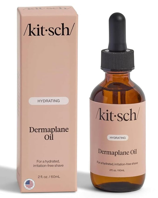 Kitsch Hydrating Dermaplane Oil, Face Shaving Oil for Women - use with Dermaplaning Tool, Razor, Shaver or Microblades for Face for Close Shave, with jojoba, vitamin E, grapeseed & argan oil - 2oz-Velvo Beauty