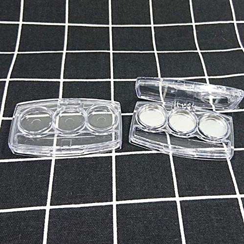 10 Pcs Clear Empty Eyeshadow Palette Plastic Eyeshadow Storage Box Case with 3 Grids Palettes Lipstick Box Pigment Palette Tray Plastic Cosmetics Container Box DIY Makeup Powder Sample Box-Velvo Beauty