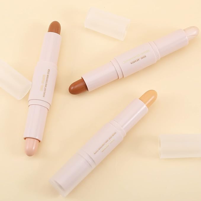 Boobeen Highlight and Contour Stick Dual-ended Contouring Cream Makeup Pencil Kit, Long Lasting & Waterproof Face Bronzer and Highlighter Makeup Stick Shadow Pen, Pack of 1-Velvo Beauty