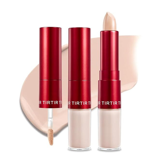 TIRTIR Glide&Hide Blurring Concealer - Creamy texture, Conceals dark circles and wrinkles, Dual formula (liquid tip & balm stick), Long-lasting wear, Korean Makeup, #2C, 0.28 Oz-Velvo Beauty