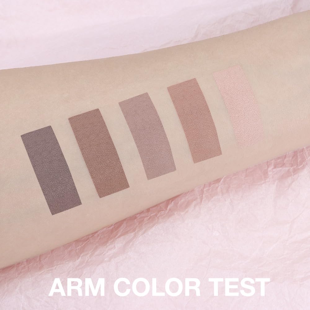 AMY'S DIARY Neutral Nude Brown Eyeshadow Palette Makeup, 5 Colors Cool-Toned Velvety Matte Finish, Nude Taupe Eye Shadows, for Brown Eyes Long Lasting Naturing-Looking (04#)-Velvo Beauty