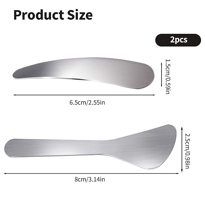2Pcs Mini Metal Cosmetic Spatulas, Makeup Spatulas, Skincare Spatula, Cream Spatula, Beauty Accessories for Mixing and Sampling Plant Masks, Skin Care Creams, Eye Cream, Essences(Style 2)-Velvo Beauty