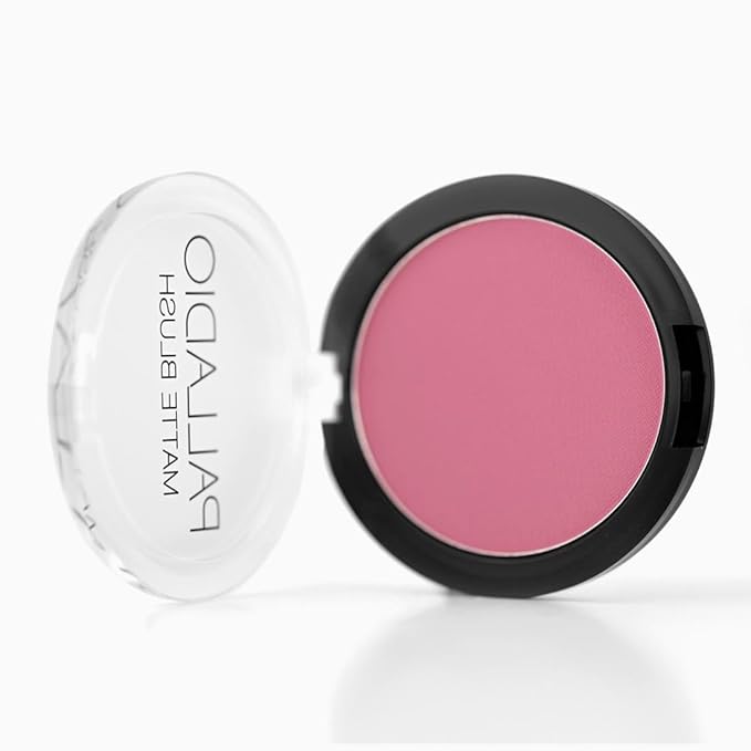 Palladio Matte Blush, Brushes onto Cheeks Smoothly, Soft Matte Look and Even Finish, Flawless Velvety Coverage, Effortless Blending Makeup, Flatters the Face, Convenient Compact, Bayberry-Velvo Beauty