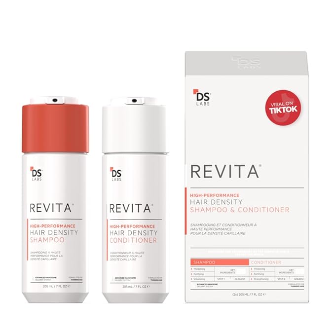 DS Labs Revita Shampoo and Conditioner – High-Performance Hair Density Shampoo & Conditioner, Volumizing & Thickening, Fuller, Healthier-Looking Hair, Sulfate & Silicone Free, For Men & Women, 205mL-Velvo Beauty