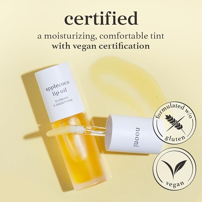 NOONI Korean Lip Oil - Applecoco | Lip Stain, Gift, Long-Lasting, Moisturizing, Plumping, Revitalizing for Dry Lips, Waterproof, No Peel Off, Korean Lip Tint, Clear Lips, Mother's Day, 0.12 Fl Oz-Velvo Beauty
