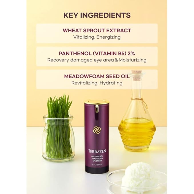 Age Control Vital Energy Eye Cream 0.57 fl. Oz. (17ml), Plant Stem Cell + Real Protein + Hyaluronic Acid + Vitamin infused eye cream, Wrinkle Care Eye cream, K-Beauty-Velvo Beauty