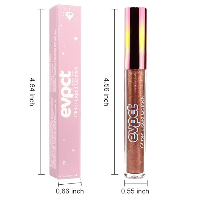 evpct 1Pcs Plum Red Glitter Metallic Shimmer Diamond Lipstick Lip Gloss Stain Set for Women Long Lasting Waterproof, Mauve Red Sparkle Glitter Matte long Wear Liquid Lipstick Lip Makeup Kit, 15#-Velvo Beauty