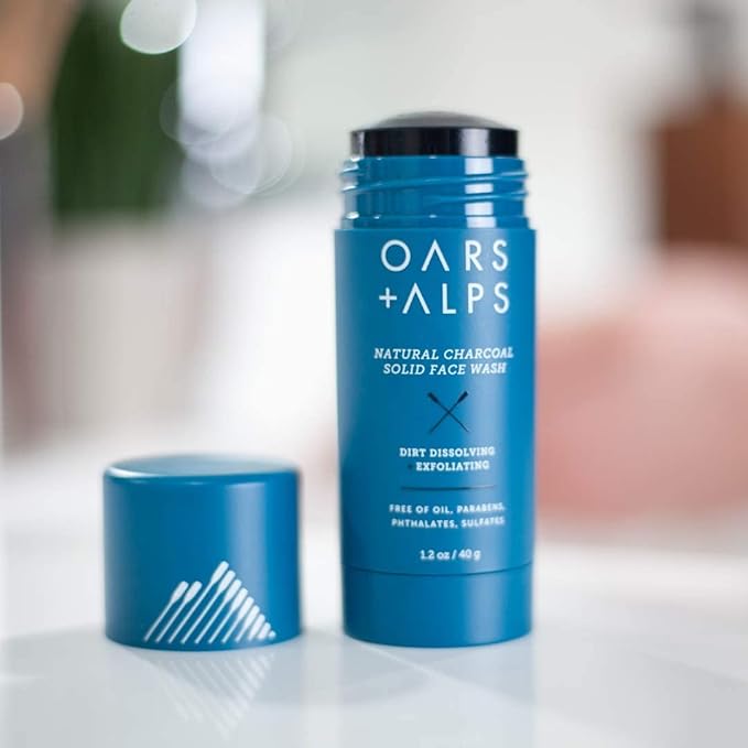 Oars + Alps Face Wash with Activated Charcoal, Dermatologist Tested Exfoliating Facial Cleanser, TSA Friendly, 1.4 Oz, 2 Pack-Velvo Beauty