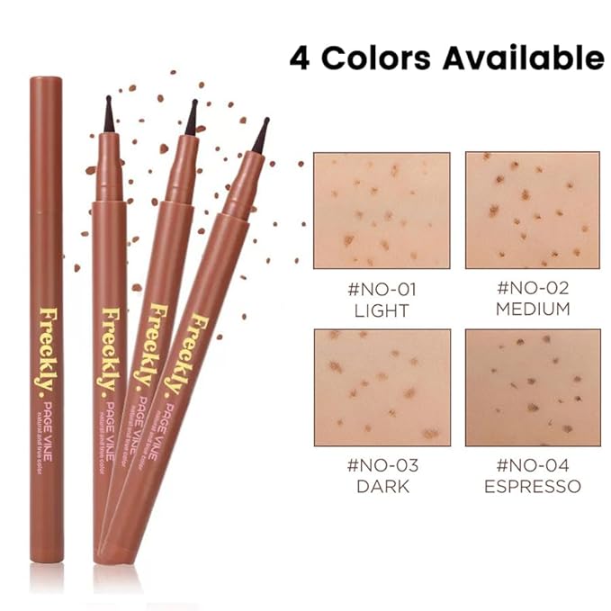 Freckle Pen, Natural Lifelike Fake Freckles Makeup Pen Stamp for Sunkissed Makeup,Magic Faux Freckle Stain Marker Long Lasting Quick Dry - (01LIGHT+02MEDIUM)-Velvo Beauty
