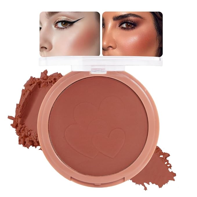 Single Matte Cheeks Face Cream powder Blush Makeup Palette, Bronze Brown Singles Blushes for Older Women, Monochrome Highly Pigmented Daily Evening Girls Blush Gift, Rubor en Polvo, 06-Velvo Beauty