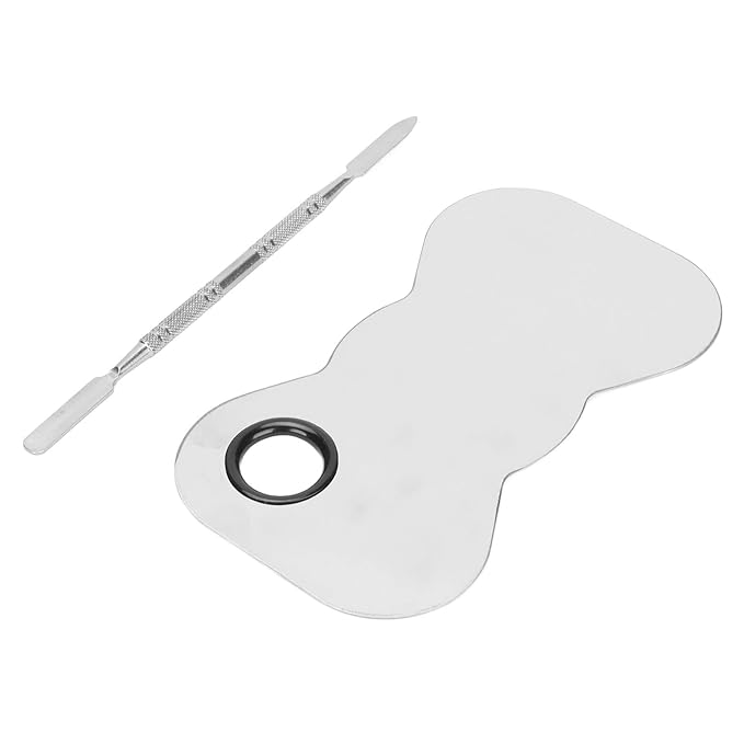 Cosmetic Makeup Palette Spatula, Mixing Bow Shape Stainless Steel Makeup Palette for Cosmetic Blend-Velvo Beauty