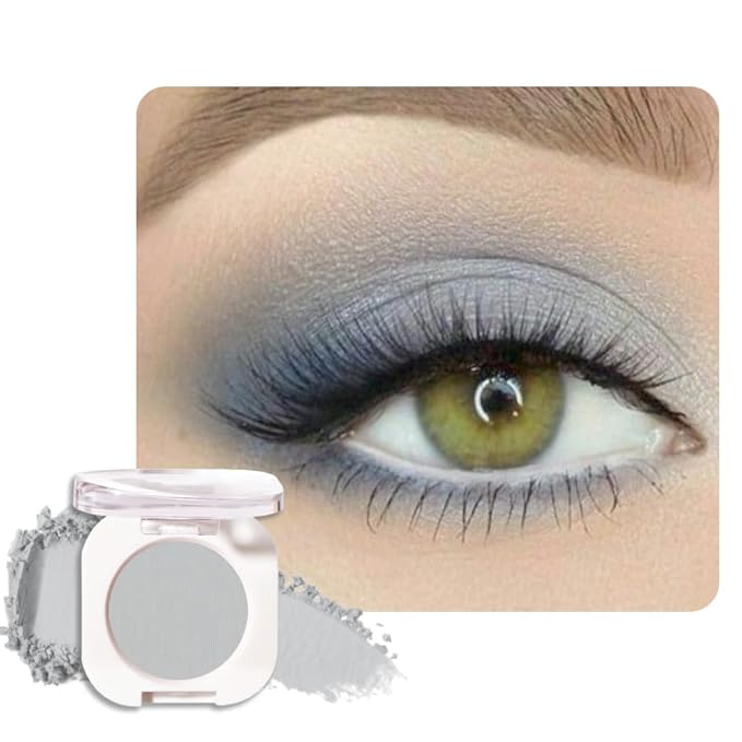 Grey Single Matte Eyeshadow Makeup, Neutral Powde Eye Shadow for Older Women, Smoky Gray Grey Dusty Blue Matte Singles Eyeshadow Palette Pigmented Waterproof,Girls Monochrome Eyeshadows Gift 28-Velvo Beauty
