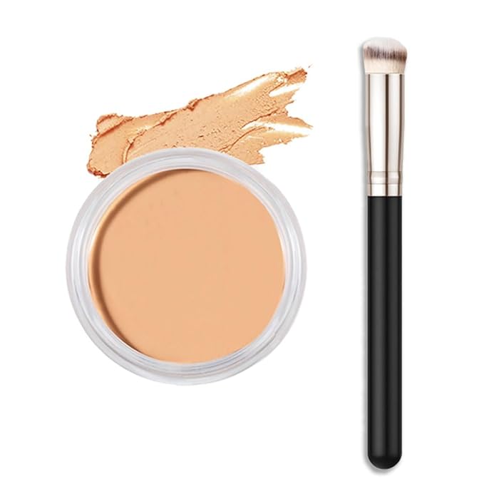 Kaely Cream Pot Concealer Full Coverage Set,Conceal Brighten Dark Circles,under Eye Brightener Color Correcting Concealer,Waterproof Foundation Palette with Brush,corrector de ojeras,Vegan Makeup,03-Velvo Beauty