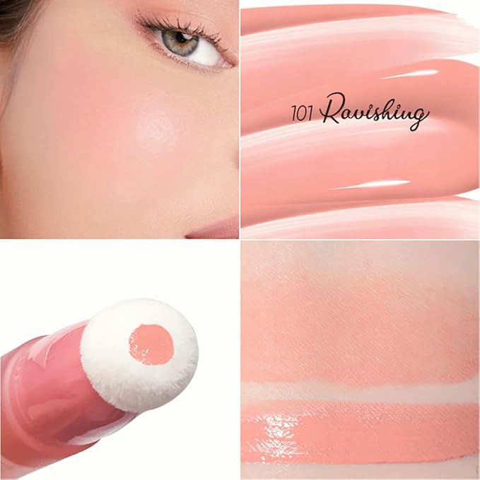 Mysense Liquid Blush Makeup Wand, Soft Cream Blush for Cheeks Tint, Matte Blush Contour Wand with Cushion Applicator, Dewy Finish, Weightless, Natural-Looking, 101 Ravishing-Nude Pink, 0.34fl.oz-Velvo Beauty
