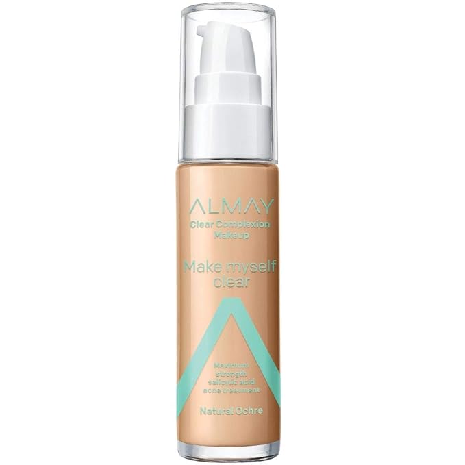 Almay Clear Complexion Makeup, Matte Finish Liquid Foundation with Salicylic Acid, Hypoallergenic, Cruelty Free-Fragrance Free, Dermatologist Tested, 510 Natural Ochre, 1.0 oz-Velvo Beauty