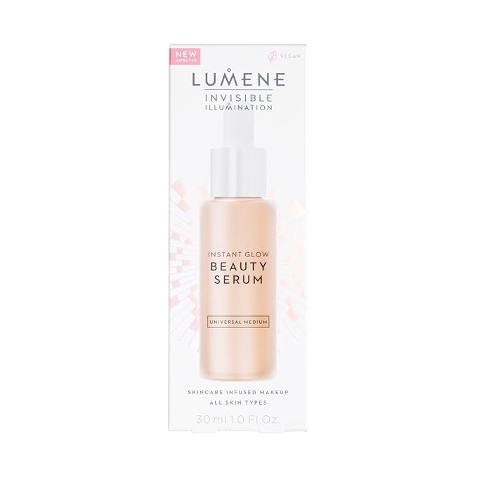 Lumene Invisible Illumination Instant Beauty Glow Serum - Sheer-Coverage Face Makeup + Brightening Serum - Infused with Nordic Algae and Vitamin E for Instant Radiance - Universal Medium (30ml)-Velvo Beauty