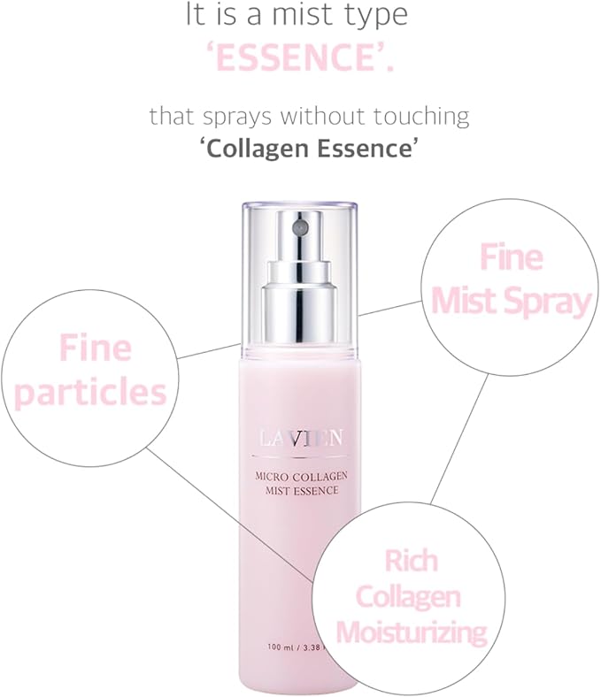 Lavien Micro Collagen Mist Essence - Hydrating Facial Spray, Redness and Smooth Skin - Suitable All Skin Types - 3.38 Fl Oz Bottle-Velvo Beauty