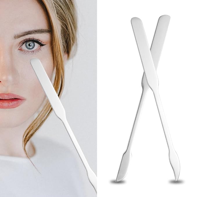 3pcs Cosmetic Mixing Makeup Spatula Nail Art Palette,Spoon Stainless Steel Spatula Face Brush Stirring Embossing Stick Makeup Brushes Cosmetic Tools Nail Polish Mix Stick-Velvo Beauty