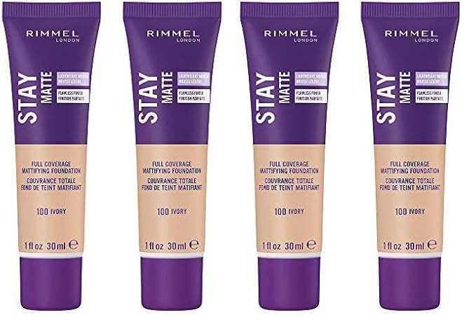 Rimmel Stay Matte Liquid Foundation, Ivory, 1 Fl Oz, 2 Count (Pack of 2)-Velvo Beauty