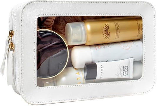 Clear Makeup Bag Small, TSA Approved Portable Toiletry Bag with Zipper Cosmetic Travel Bag Makeup Organizer Case Mini Makeup Pouch for Purse Car Organizer Bag for Women Men-Velvo Beauty