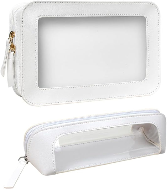 Clear Makeup Bag Small, TSA Approved Portable Toiletry Bag with Zipper Cosmetic Travel Bag Makeup Organizer Case Mini Makeup Pouch for Purse Car Organizer Bag for Women Men-Velvo Beauty
