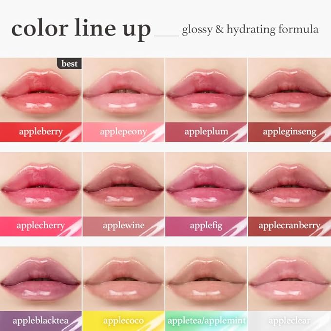 NOONI Korean Lip Oil - Applewine | Long-Lasting, Moisturizing, Plumping, Revitalizing for Dry Lips, Waterproof, No Peel Off, Hydrating, Nourishing Crystal Clear, 0.12 FL Oz-Velvo Beauty