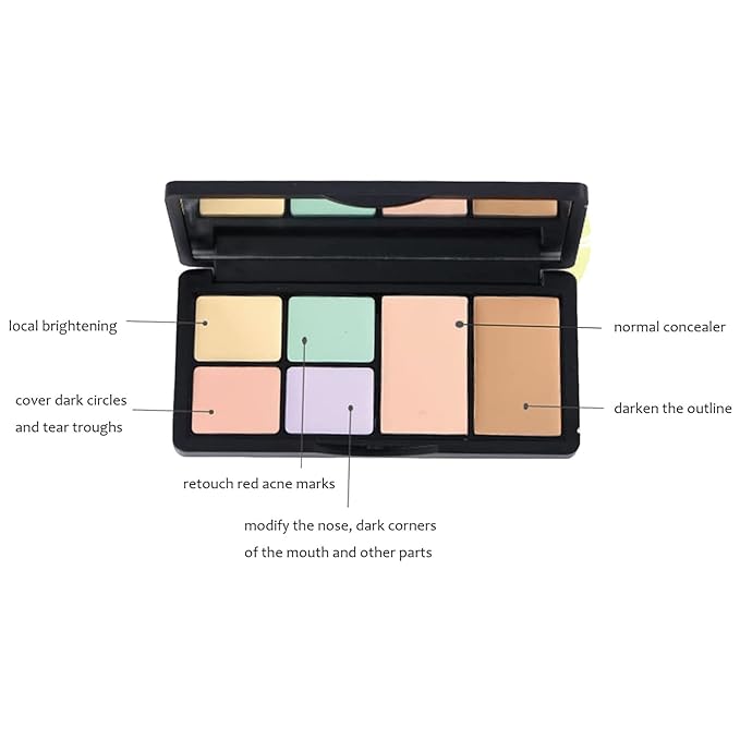 6 Colors Correcting Concealer Palette, Makeup Cream Contour Palette with Brush, Contouring Foundation Highlighting Concealer Palette for Conceals Dark Circles, Redness, Acne, Blemish-Velvo Beauty
