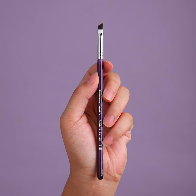 Eyeliner Brush Fine Angled - PRO Precision Gel Eye Liner Makeup Brush -Ultra Thin Slanted Flat Angle - Premium Cruelty Free Synthetic Bristles (E835 Purple)-Velvo Beauty