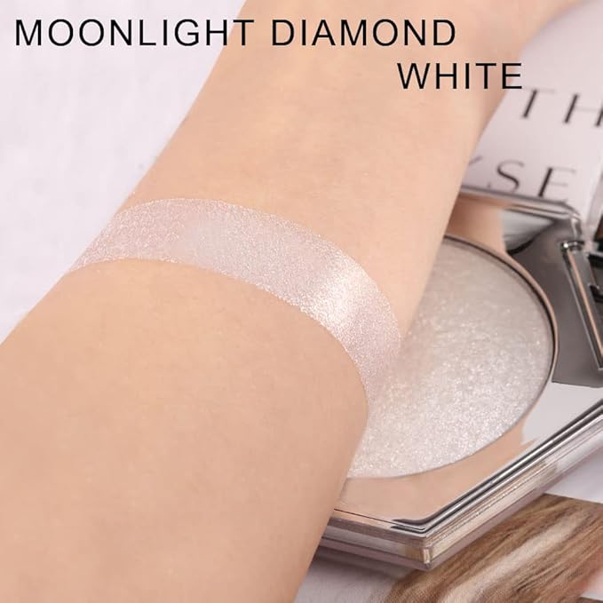 evpct Pearl White Silver Face Highlighter Makeup Shimmer Glitter Diamond Sparkly Highlighters Makeup Palette Powder for Face Body Cheek Pale Skin-Velvo Beauty