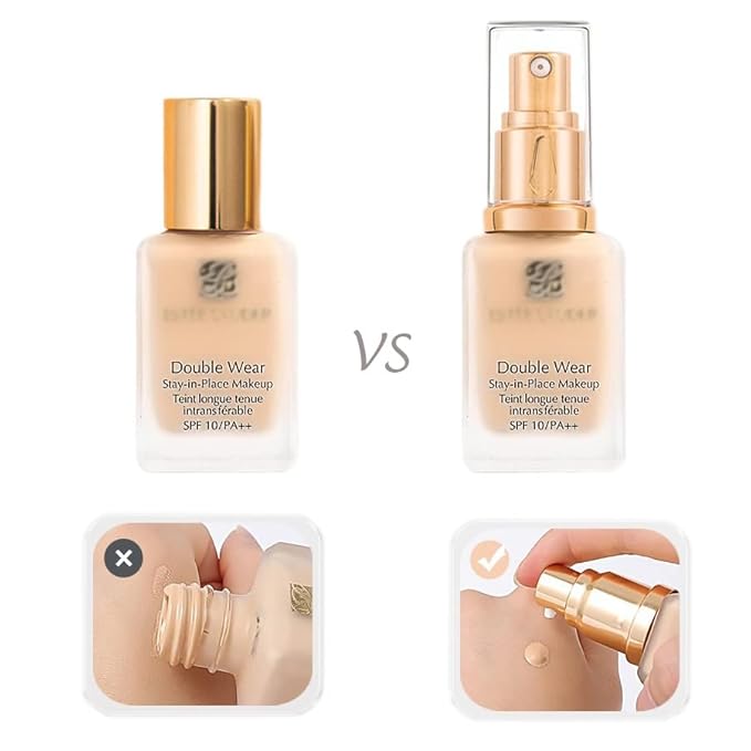 Chris.W 2Pack Foundation Pump for Estee Lauder Double Wear Foundation(Gold)-Velvo Beauty