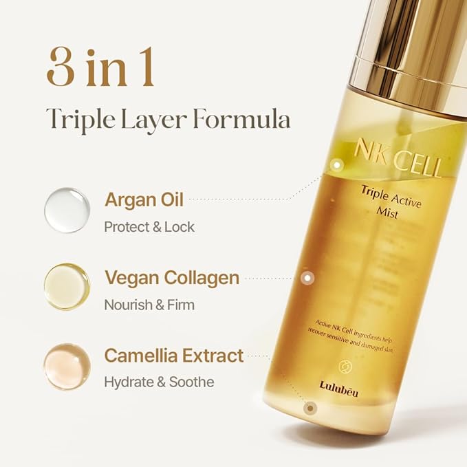 Triple Active Mist, Korean Skincare Glow Spray Serum, Hydrating All-in-One Face Treatment for Radiant, Dewy Skin, Lightweight Daily Routine Care with NK Cell Technology-Velvo Beauty