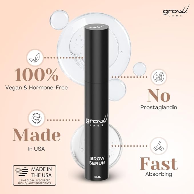 Eyebrow Growth Serum - with Biotin & Peptides - Eye Brow Serum for Growth - Vegan Brow and Lash Enhancer - Made in USA - Cruelty Free - 5ml-Velvo Beauty