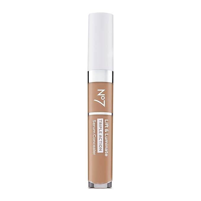 No7 Lift & Luminate Triple Action Serum Concealer - Truly Medium - Anti Aging Liquid Concealer Makeup for Blemishes & Dark Circles - Medium to Full Coverage Concealer for Face (8ml)-Velvo Beauty