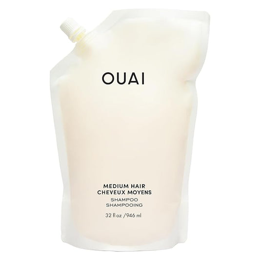 OUAI Medium Shampoo Refill - Hydrating Shampoo with Coconut Oil, Babassu, Kumquat Extract and Keratin - Strengthens, Nourishes and Adds Shine - Paraben, Phthalate and Sulfate Free Hair Care (32 Fl Oz)-Velvo Beauty