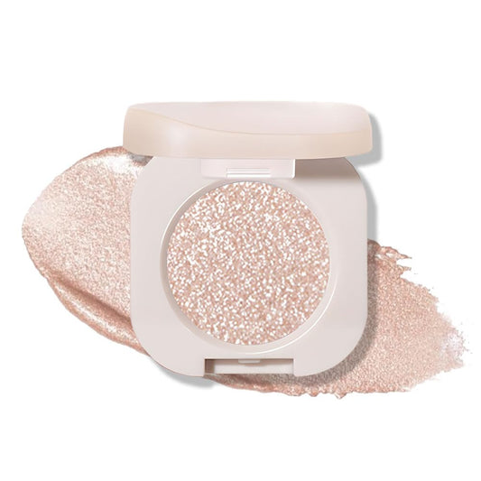 Monochrome Glittler Shimmer Eyeshadow Palette,Light Brown White Shimmer Powder Eyeshadow,24 Hour Waterproof Blendable Pressed Glitter Single Eye Shadow Apply Makeup Easily, Vegan-Velvo Beauty